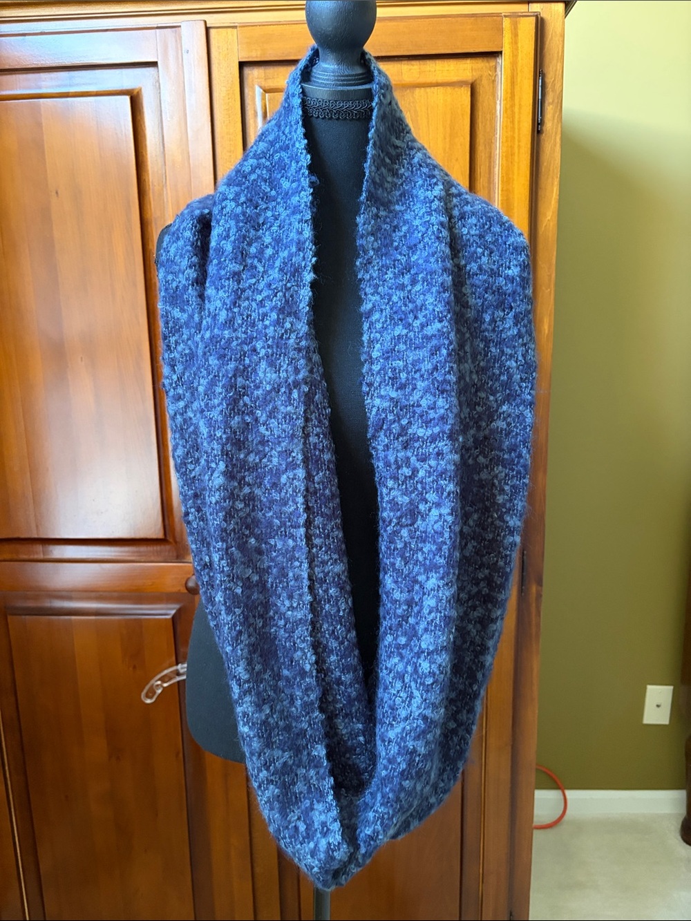 Blue Textured Infinity Scarf